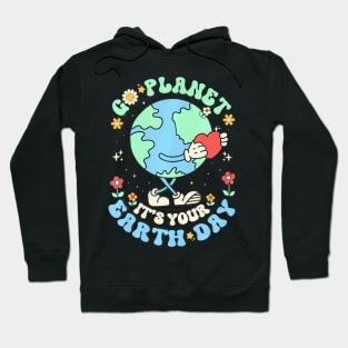 Cute Go Planet Its Your Earth Day 2024 Teacher Kids Groovy Hoodie